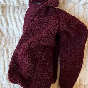 Brandy Melville Maroon Burgundy Fleece Jacket